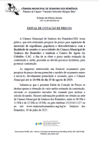 Edital de Cotação de Preços para a aquisição de materiais de expediente, papelaria e eletroeletrônicos com a finalidade de atender às necessidades da Câmara Municipal de Senhora dos Remédios e também o Centro De Apoio Ao Cidadão- CAC.
