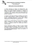 Edital de Cotação de Preços para a aquisição de Material de limpeza, Gêneros Alimentícios e Material de Consumo em Geral, a fim de se obter o preço médio estimado da contratação e, então, proceder ao devido processo licitatório, para posterior contratação
