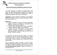 Edital de Pesquisa de Preços para Locação de imóvel no Centro de Senhora dos Remédios, que atenda às características e localização mencionadas.